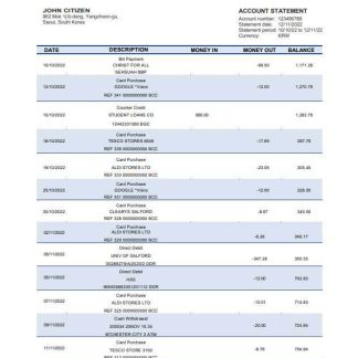 South Korea Woori bank statement download template file