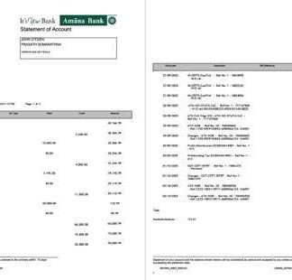 Sri Lanka Amana Bank statement of account Word and PDF template, 2 pages download template file
