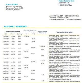 Sri Lanka Hatton National Bank Word download template file
