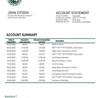 Sudan Agricultural Bank of Sudan bank statement download template file