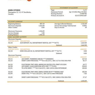 Sweden Swedbank bank statement download template file