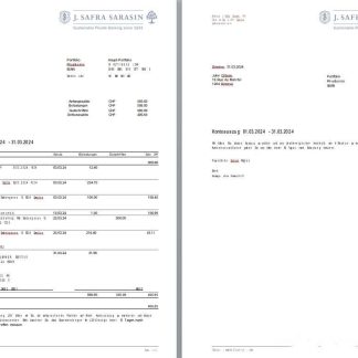 Switzerland Bank J. Safra Sarasin bank statement 2 pages Copy download template file
