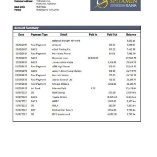 Tajikistan Spitamen Bank statement download template file