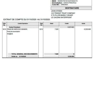Togo Orabank account statement Word and PDF template download template file