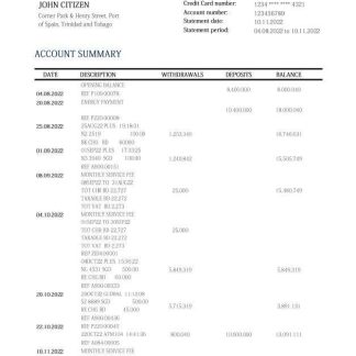 Trinidad and Tobago Royal bank statement download template file