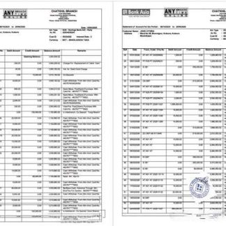 Bangladesh Bank Asia PLC statement of account Word and PDF template, 2 pages download template file