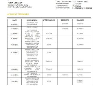 Turkey Odeabank bank statement download template file