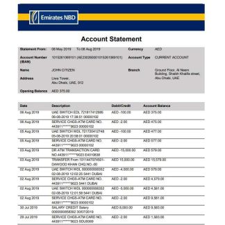UAE Abu Dhabi Emirates NBD bank statement.pdf download template file