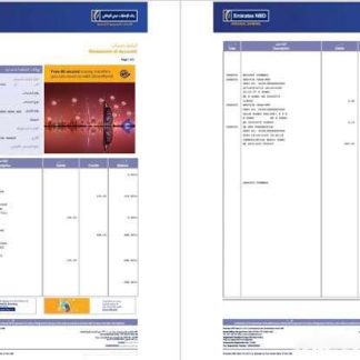 UAE Emirates NBD Bank statement of account Word and PDF template, 2 pages download template file