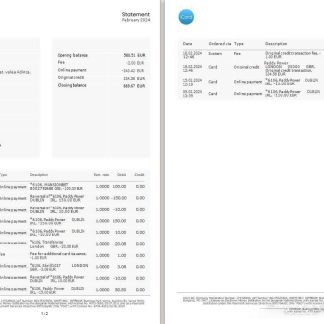 Ukraine Icard bank statement 3 ?C 6 months Word and PDF example, 2 pages download template file