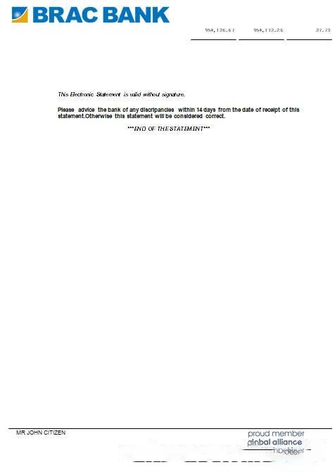 Bangladesh BRAC Bank st 7 page download template file