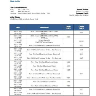United Arab Emirates MCB bank statement template in Word and PDF format download template file