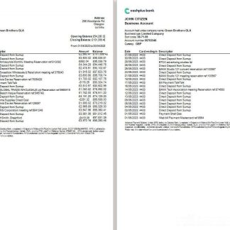 United Kingdom Cashplus bank statement Word and PDF template download template file