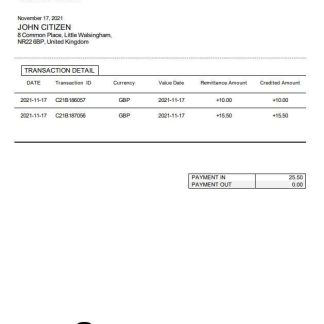 United Kingdom LHV Group bank statement in Word and PDF format download template file
