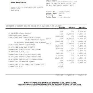 Bangladesh Dutch Bangla bank statement download template file