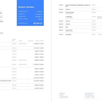 United Kingdom Monese bank statement template in Word and PDF format, 2 pages download template file