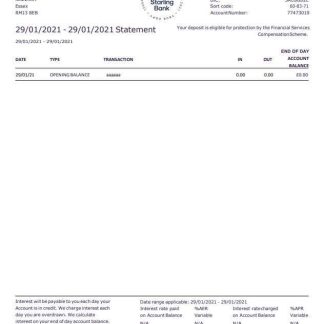 United Kingdom Starling bank statement template in Word and PDF format, good for address prove download template file