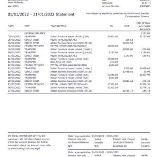 United Kingdom Starling Word and PDF template, version 2 download template file