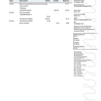 United Kingdom Virgin Money statement, 3 pages 2 download template file