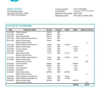 United Kingdom Weststein Bank Word download template file