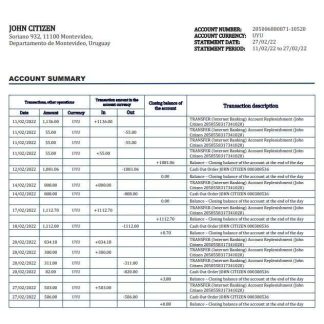 Uruguay Banque Heritage bank statement.doc download template file