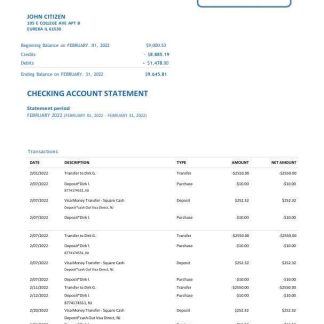 USA Aspiration bank statement Word and PDF template, 2 pages download template file