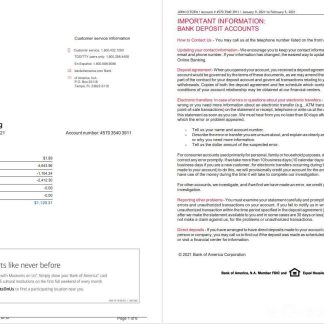 USA Bank of America bank statement template in Word and PDF format, 6 pages, version 2 download template file