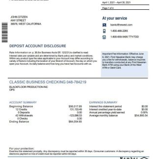 USA Bank of the West bank statement download template file