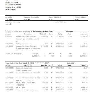 Bangladesh Janata bank statement easy to fill template in .xls and .pdf file format download template file