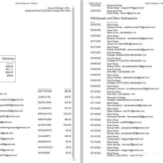 USA Bluebird bank statement Word and PDF template, 3 pages, version 2 download template file