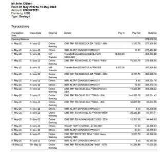 USA California Bank Trust statement download template file