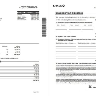 USA Chase bank statement Word and PDF template, 4 pages download template file