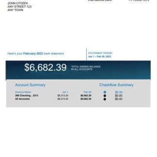 USA Chase bank statement Word and PDF template, version 2 download template file