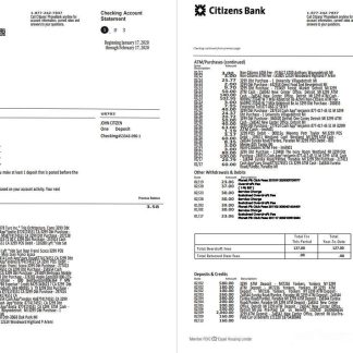 USA Citizens bank statement template in Word and PDF format, (4 pages) good for address prove download template file