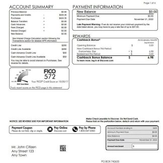 USA Discover bank statement, Word and PDF template, 5 pages download template file