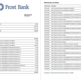 USA Frost bank statement, 2 pages download template file