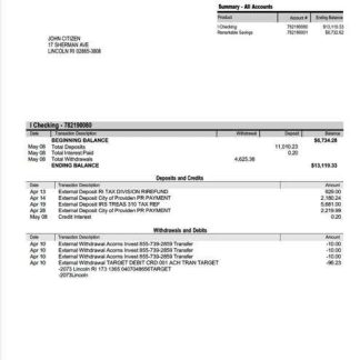 USA HarborOne Bank account statement Word and PDF template download template file
