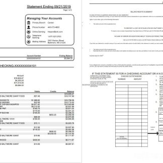USA Maryland Howard Personal proof of address bank statement template in Word and PDF format (4 pages) download template file