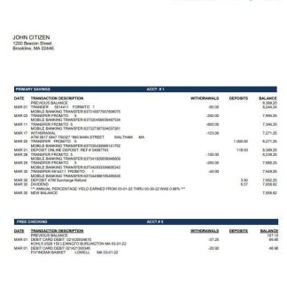 USA Massachusets Rockland Trust bank statement download template file