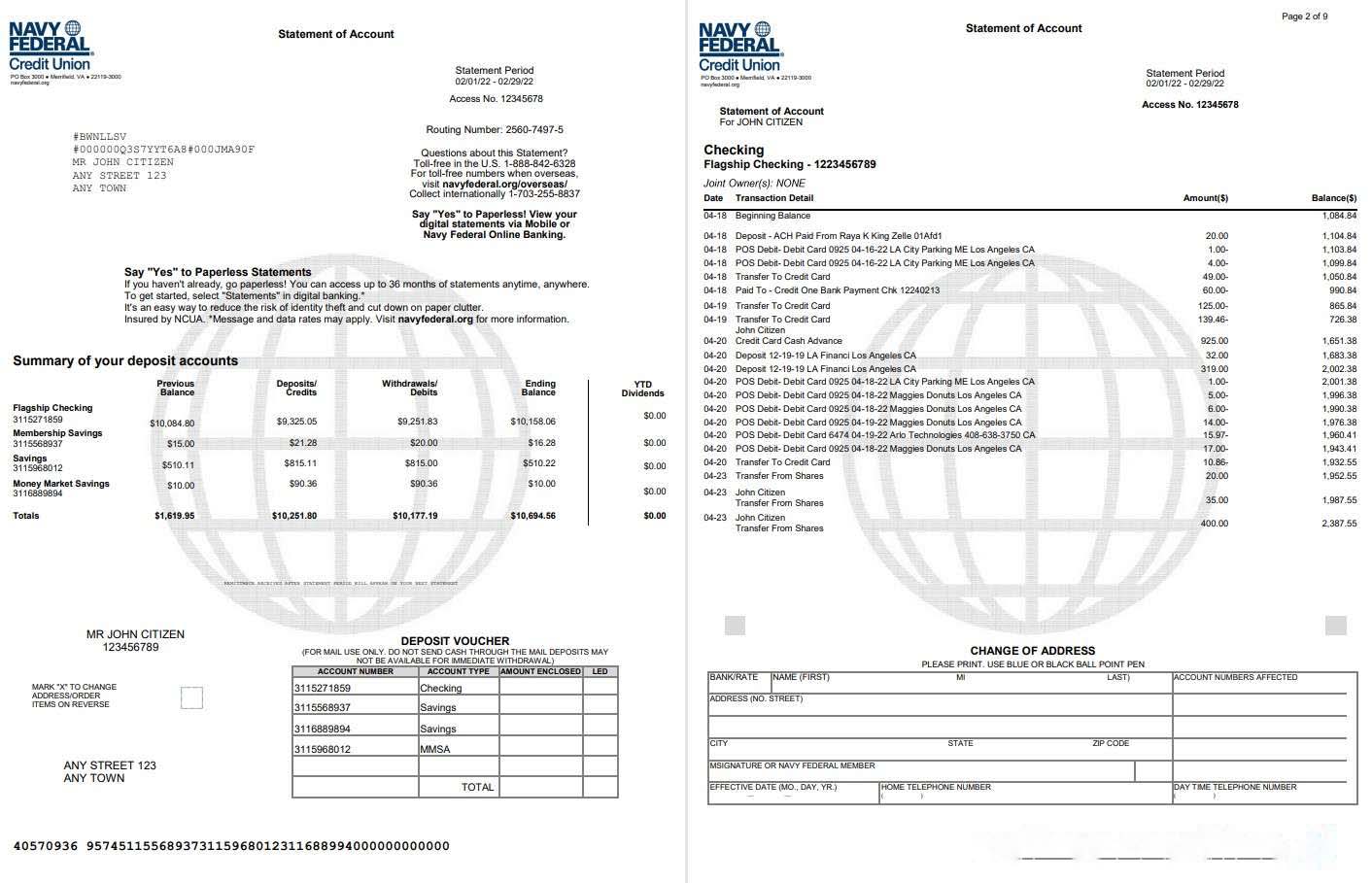 USA Navy Federal 9p download template file