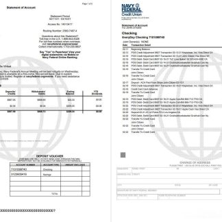 USA Navy Federal Union word 5 pages download template file