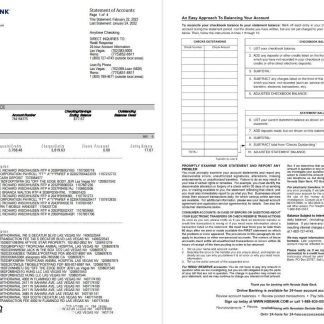 USA Nevada State Bank anytime checking 4pages download template file