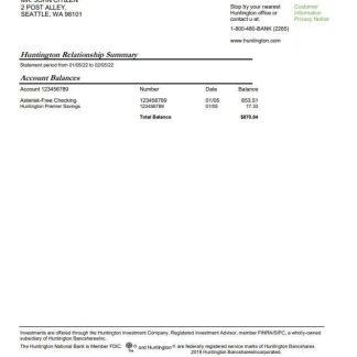 USA Ohio Huntington bank statement 7 page download template file