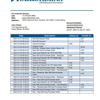 USA Ohio Sutton bank download template file