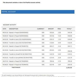 USA PayPal Account Statement download template file