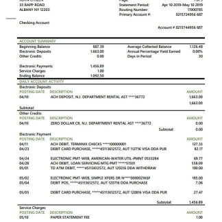 USA Regions bank proof of address statement template in Word and PDF format download template file