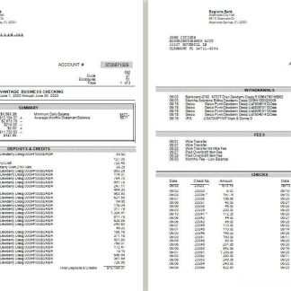 USA Regions bank statement Word and PDF template, 3 pages, version 2 download template file