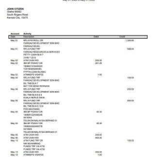USA Security Bank of Kansas city statement download template file