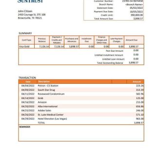 USA Suntrust VERSION 2 download template file