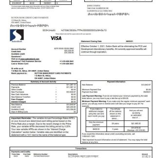USA Sutton bank Credit card statement download template file